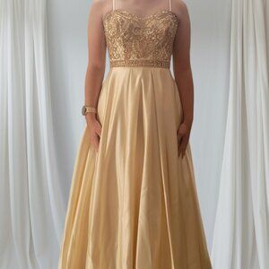 Camille Champagne Gold Formal, Prom Dress